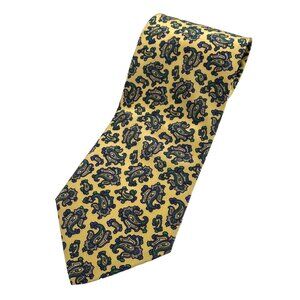 Vintage Italian Giober Roma Gold & Blue Professional Classic Paisley  Silk Tie